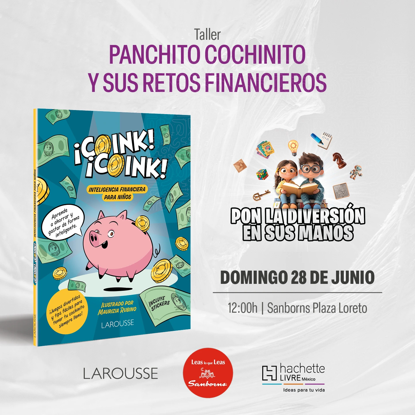 Te invitamos al taller Panchito Cochinito y sus retos financieros